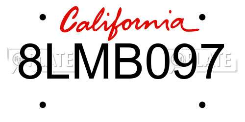 8LMB097 California License Plate