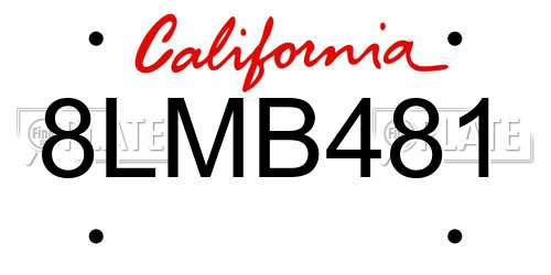 8LMB481 California License Plate