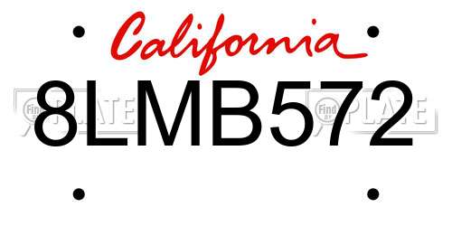 8LMB572 California License Plate