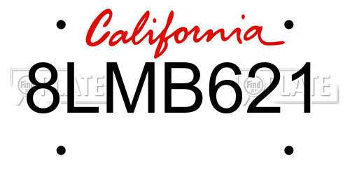 8LMB621 California License Plate