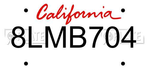 8LMB704 California License Plate