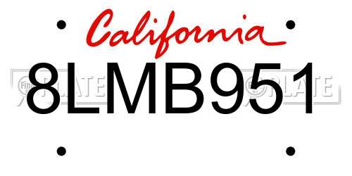 8LMB951 California License Plate