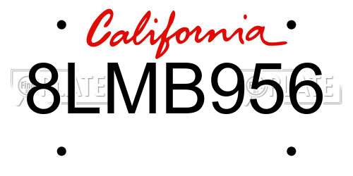 8LMB956 California License Plate