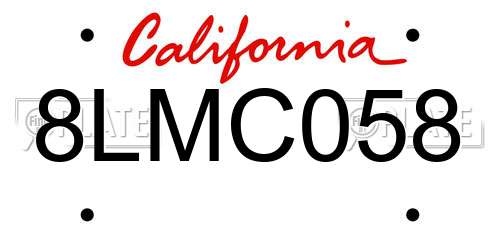 8LMC058 California License Plate