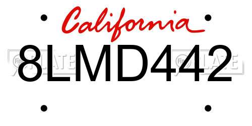 8LMD442 California License Plate