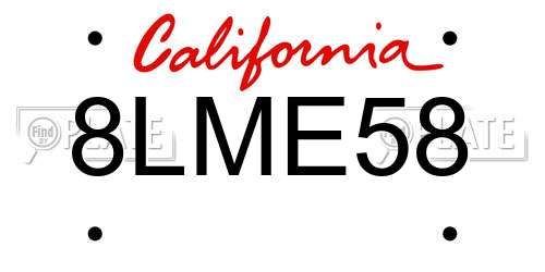 8LME58 California License Plate