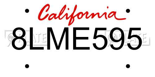 8LME595 California License Plate