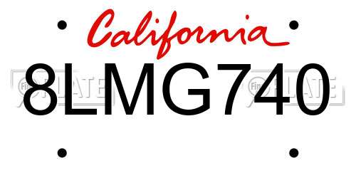 8LMG740 California License Plate