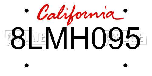 8LMH095 California License Plate