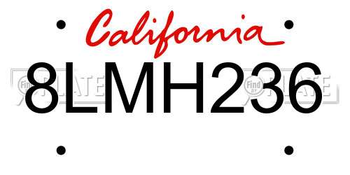 8LMH236 California License Plate
