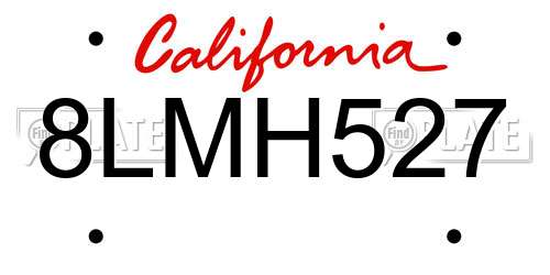 8LMH527 California License Plate