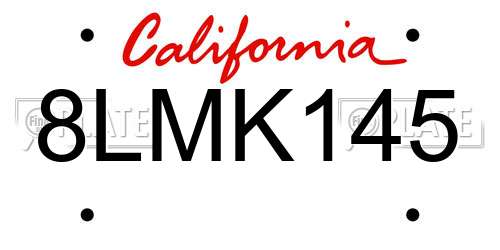 8LMK145 California License Plate