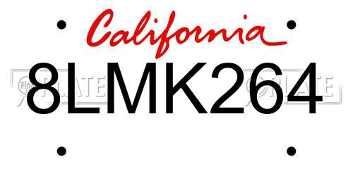 8LMK264 California License Plate