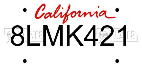 8LMK421 California License Plate
