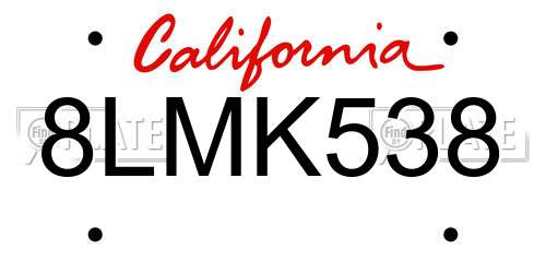 8LMK538 California License Plate