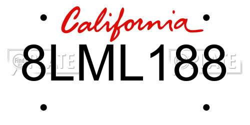 8LML188 California License Plate