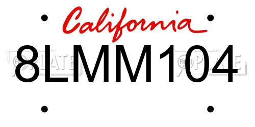 8LMM104 California License Plate
