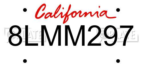 8LMM297 California License Plate