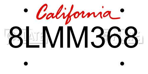 8LMM368 California License Plate