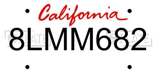 8LMM682 California License Plate
