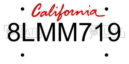 8LMM719 California License Plate