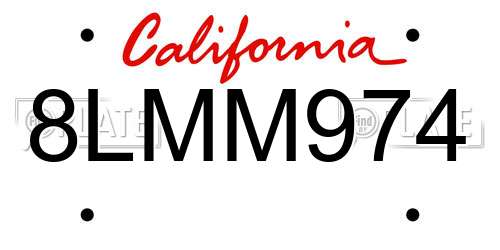 8LMM974 California License Plate
