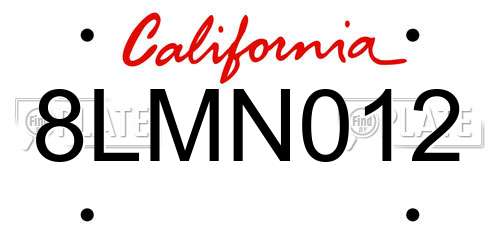 8LMN012 California License Plate