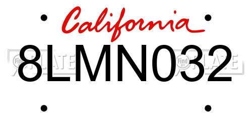 8LMN032 California License Plate