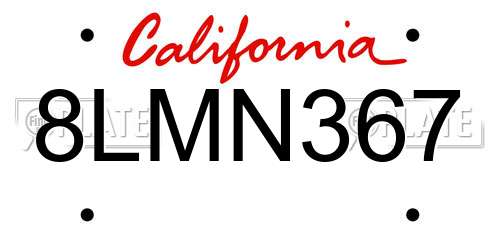 8LMN367 California License Plate