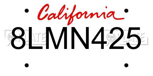 8LMN425 California License Plate
