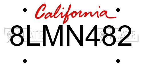 8LMN482 California License Plate