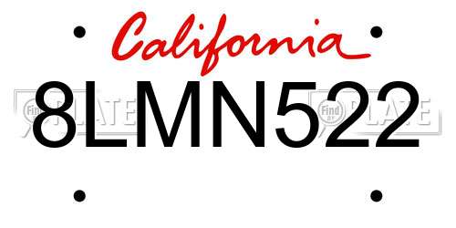 8LMN522 California License Plate