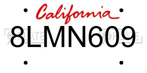 8LMN609 California License Plate