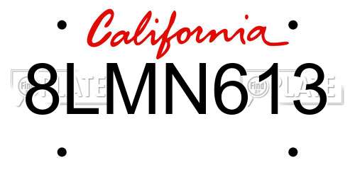 8LMN613 California License Plate