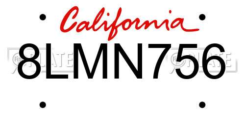 8LMN756 California License Plate