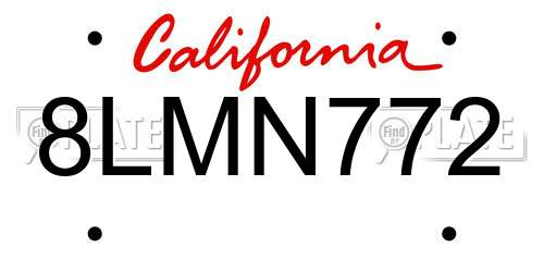 8LMN772 California License Plate