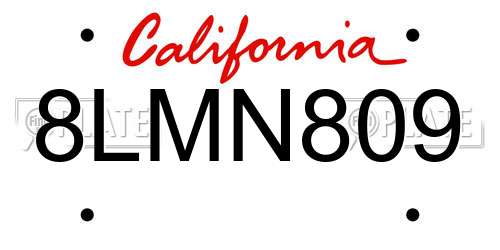 8LMN809 California License Plate