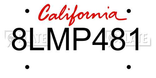 8LMP481 California License Plate