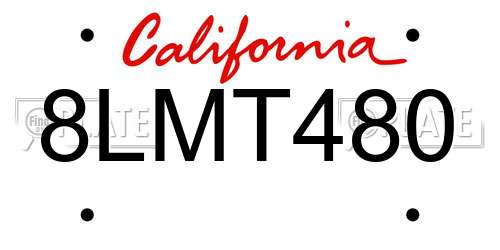 8LMT480 California License Plate