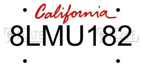 8LMU182 California License Plate