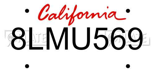 8LMU569 California License Plate