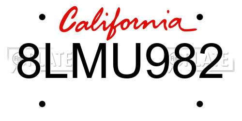 8LMU982 California License Plate