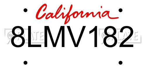8LMV182 California License Plate