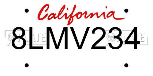 8LMV234 California License Plate