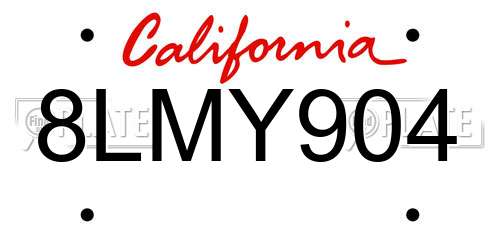 8LMY904 California License Plate