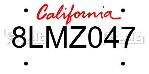 8LMZ047 California License Plate