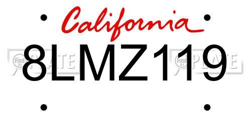 8LMZ119 California License Plate