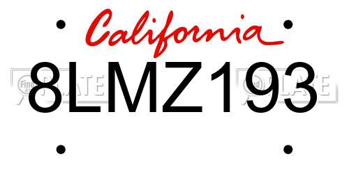 8LMZ193 California License Plate