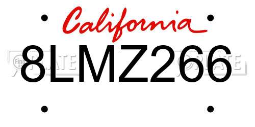 8LMZ266 California License Plate