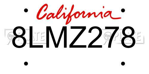 8LMZ278 California License Plate